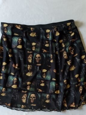 Black Gothic Print Skirt - Women's Casual A-line Medium